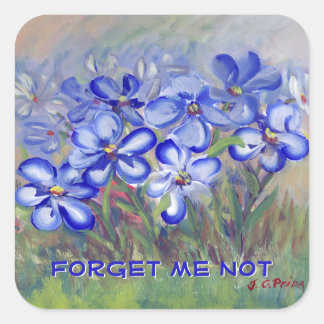 Blaue Wildblumen in einem Kunsthandwerk Quadratischer Aufkleber