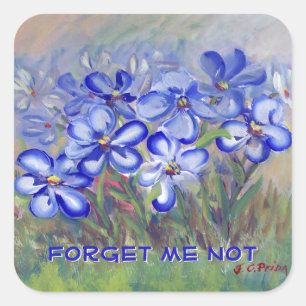 Blaue Wildblumen in einer Feld-feine Kunst-Malerei Quadratischer Aufkleber
