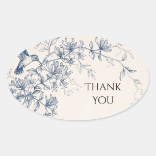 Blaue Wildblumen-Kolibri-Hochzeit Ovaler Aufkleber