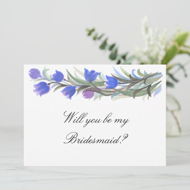 Blaue Wildblumen mein Vorschlag Einladung (Stehend Vorderseite)