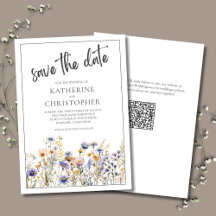 Blaue Wildblumen Moderne Elegante Hochzeit mit Blu