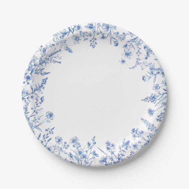 Blaue Wildblumen Pappteller (Vorderseite)