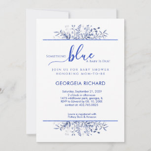 Blaue Wildblumen-Rand-Something-Blue-Baby-Shower-E Einladung