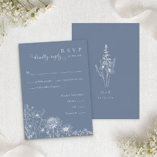 Blaue Wildblumen-RSVP-Karte Vergissmeinnicht-Hochz Begleitkarte