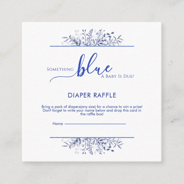 Blaue Wildblumen-Something-Blue-Windel-Raffel Begleitkarte (Vorderseite)
