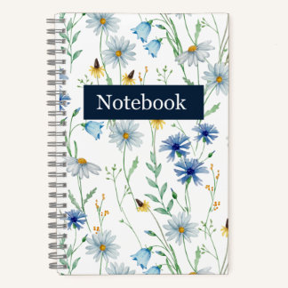 Blaue Wildblumen-Spiralnotizbuch 🌸 Notizbuch