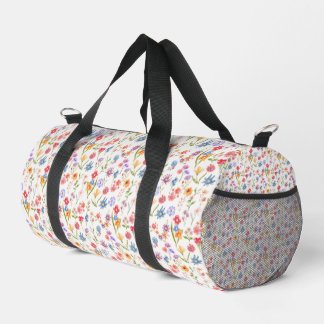 Blaue Wildblumen-Wasserfarbe Lila Duffle Bag