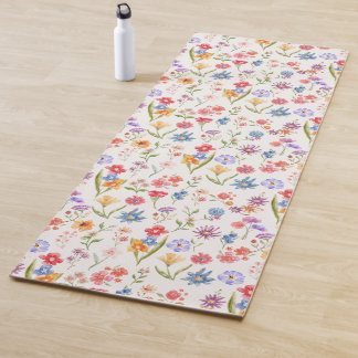 Blaue Wildblumen-Wasserfarbe Lila Yogamatte