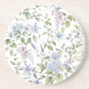 Blaue Wildblumen-Wasserfarbe-Sandstein-Unterlage Getränkeuntersetzer
