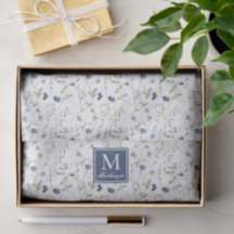 Blaue Wildblumen-Wasserfarben-Monogramm-Name