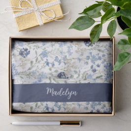 Blaue Wildblumen-Wasserfarben-Name Seidenpapier