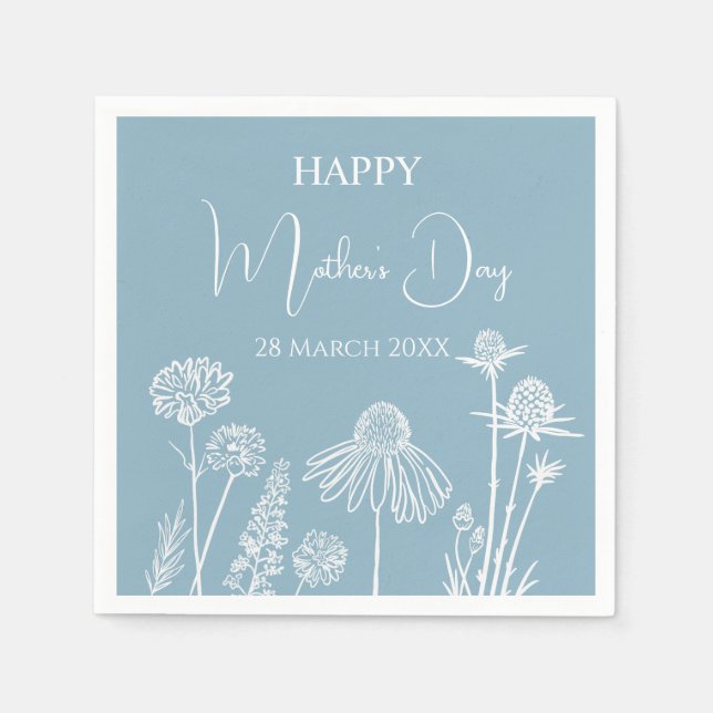 Blaue Wildblumen zum Muttertag Serviette (Vorderseite)