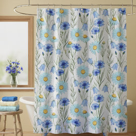 Blaue Wildblumenwiese Dusche Duschvorhang