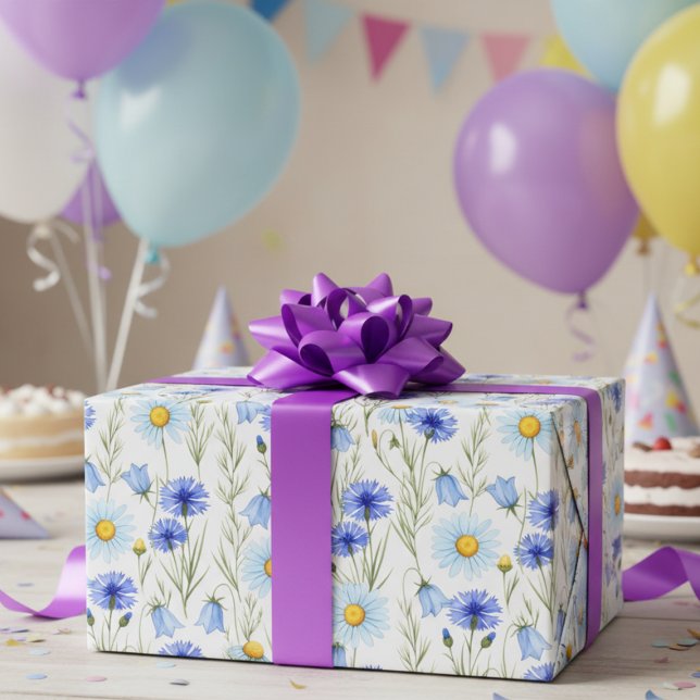 Blaue Wildblumenwiese Geschenkpapier (Von Creator hochgeladen)