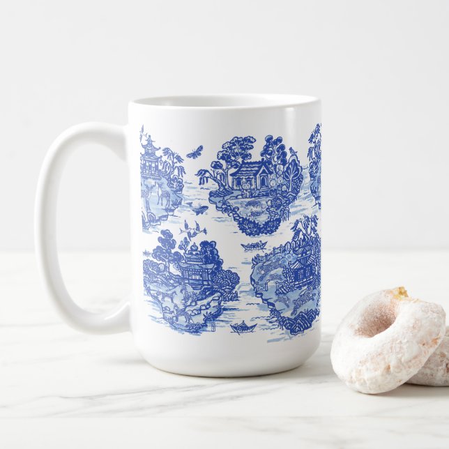 Blaue Wildtier-Kaninchen Hirschfäule Kaffeetasse (Mit Donut)
