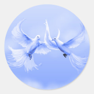 "Blaue Willow Doves" ~ 1.5" Rundaufkleber Runder Aufkleber