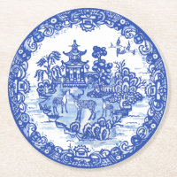Blaue Willow Hirsche Herde Antike Pagoda Phoenix