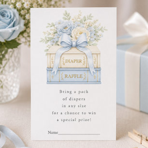 Blaue Windel-Raffel-Einladung für Baby Shower Begleitkarte