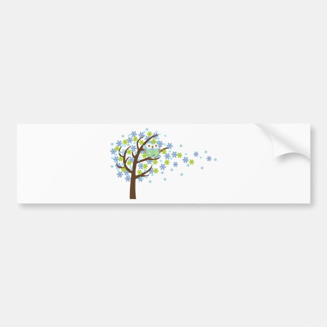 Blaue windige Baum-Eule Autoaufkleber (Vorne)