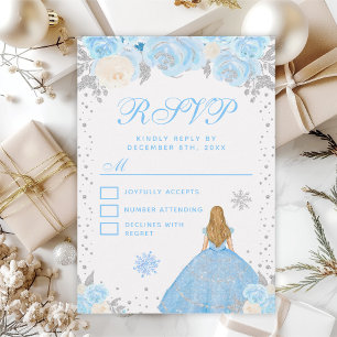 Blaue Winter Blondhaar Prinzessin Sweet Sixteen RSVP Karte