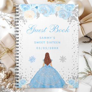 Blaue Winter Braune Haare Prinzessin Sweet Sixteen Notizblock
