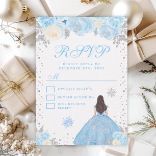 Blaue Winter Brautjungfer Haar Prinzessin Sweet Si RSVP Karte