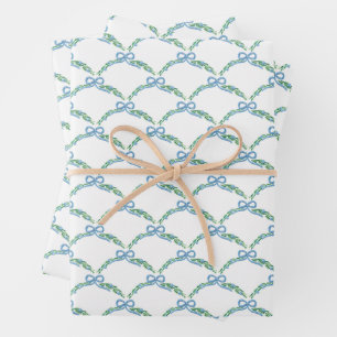 Blaue Winter-Coquette-Küstenbogen-Girlande Geschenkpapier Set