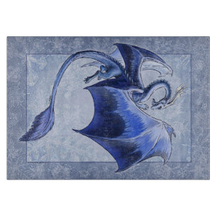 Blaue Winter-Drache-Natur-Fantasie-Kunst Schneidebrett