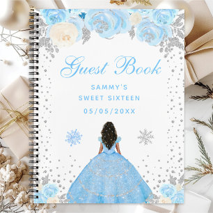 Blaue Winter-Dunkle-Haut-Prinzessin Sweet Sixteen Notizbuch