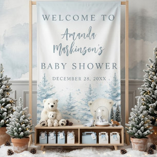 Blaue Winter-Eisbär-Aquarell-Willkommensbanner Banner
