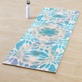 Blaue Winter Mandala Blumenmuster Yogamatte