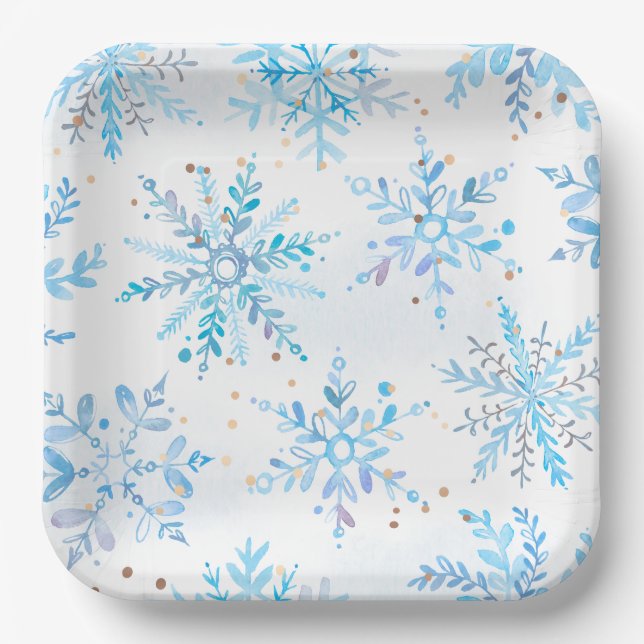 Blaue Winter-Onederland-Partyplatten Pappteller (Vorderseite)