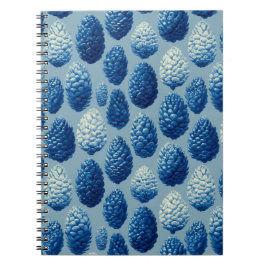 Blaue Winter Pine Cone Muster Notizblock