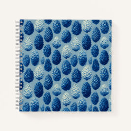 Blaue Winter Pine Cone Muster Notizbuch