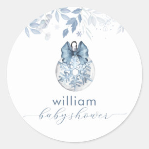 Blaue Winter-Schmetterlings-Schneeflocken-Weihnach Runder Aufkleber