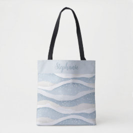 Blaue Winter-Schneefall-Welle Personalisiertes Mus Tasche