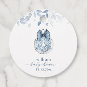 Blaue Winter-Schneeflocken-Schmuck Baby Shower Geschenkanhänger