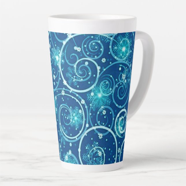 Blaue Winter-Wirbel-Muster Milchtasse (Rechte Ecke)