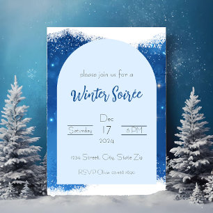 Blaue Winter-Wunderland-Einladung Schneeflocken Einladung