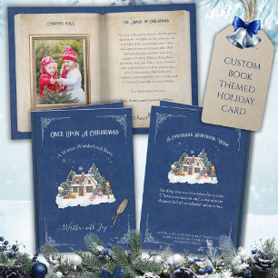 Blaue Winter-Wunderland-Geschichtenbuch-Weihnachts Feiertagskarte