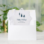 Blaue Winterbäume Ornament Karte<br><div class="desc">Navy-Winter-Wald</div>