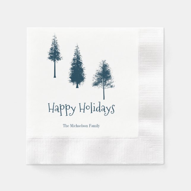 Blaue Winterbäume Serviette (Vorderseite)
