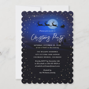 Blaue Winterlandschaft Weihnachtsfest Party Einladung