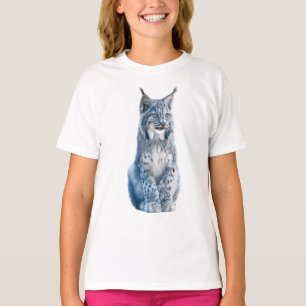 Blaue Winterluchs-Wildkatze Portrait Kinder T-Shirt