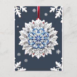 Blaue Wintermagie ✨ Schneeflocken Eleganz Weihnach Postkarte