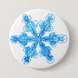 Blaue Winterschneeflocke Button