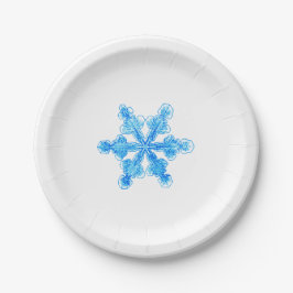 Blaue Winterschneeflocke Pappteller