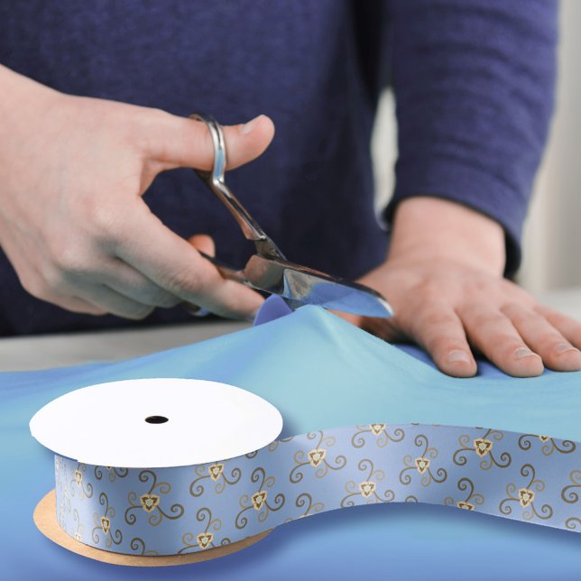 Blaue Wirble Blume Muster Elegantes Blumenmuster Satinband (Von Creator hochgeladen)