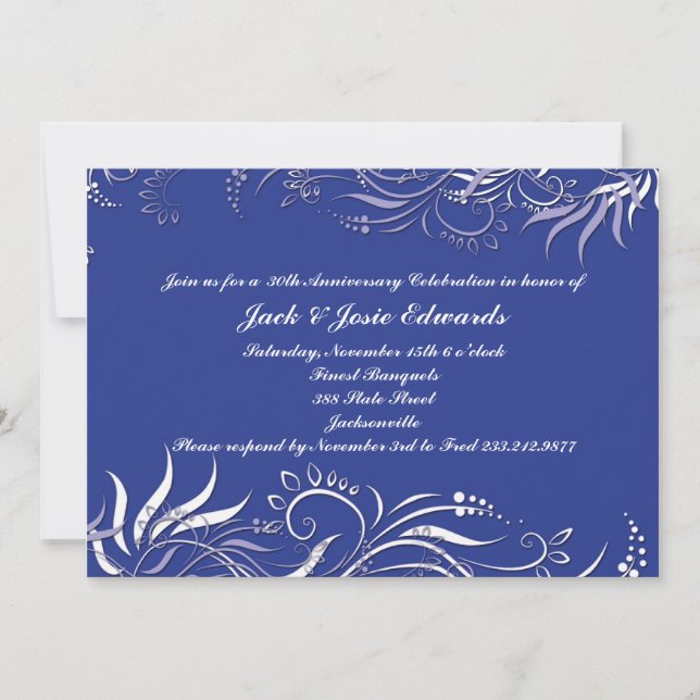 Blaue Wirble Jahrestags-Einladung Einladung (Vorderseite)
