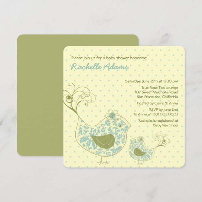 Blaue Wirble Mama-u. Einladung (Vorne/Hinten)